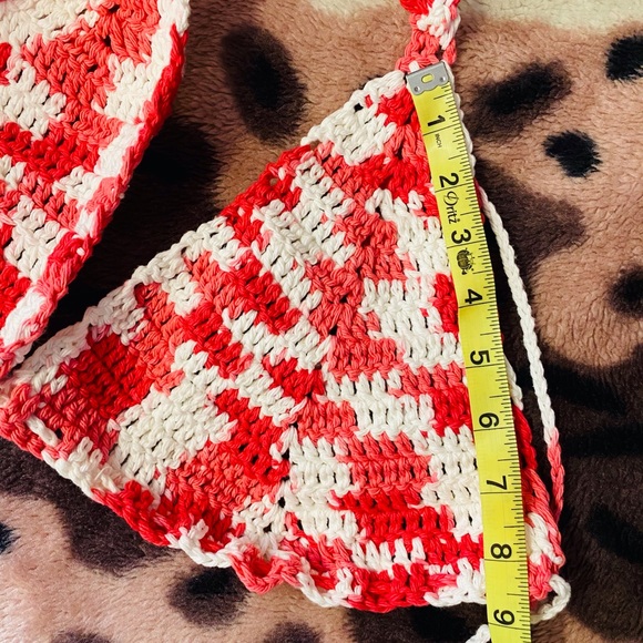 Crochet Handmade Bralette White Pink Red - Picture 6 of 6